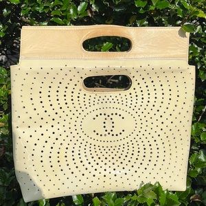 CHANEL  off -white  patent leather tote